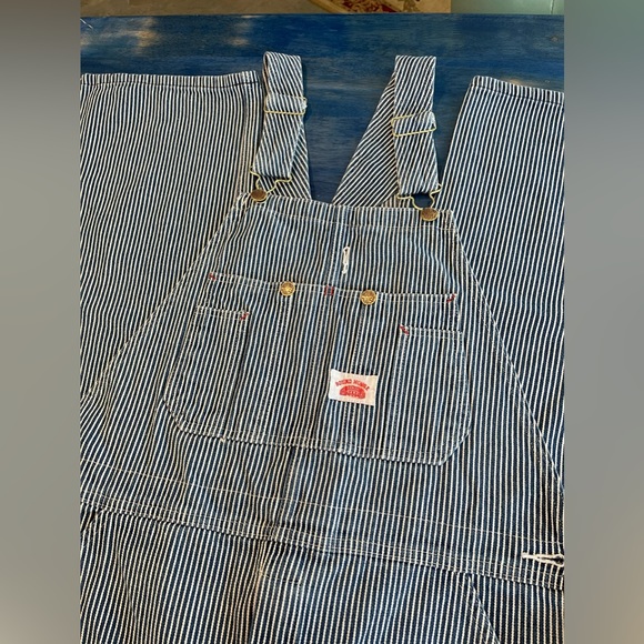 Vintage Round House Striped Denim Overalls 34x30 💙💙💙💙💙 - Picture 7 of 12